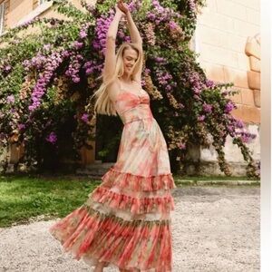 Hutch Elliott Ruffled Printed floral romantic Tulle Sweetheart Gown size 10 NWT